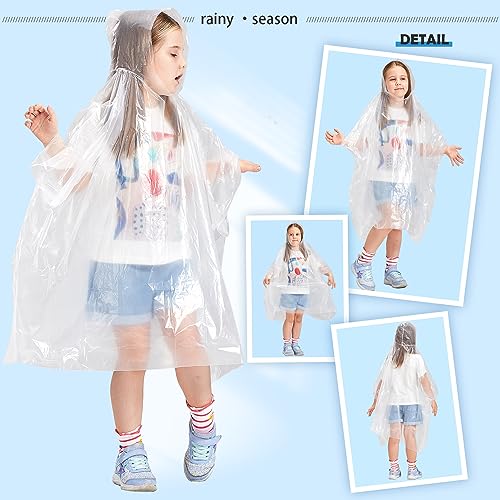 Detalle de SWOGAA Disposable Rain Ponchos for Kids 6 Pack Extra Thick