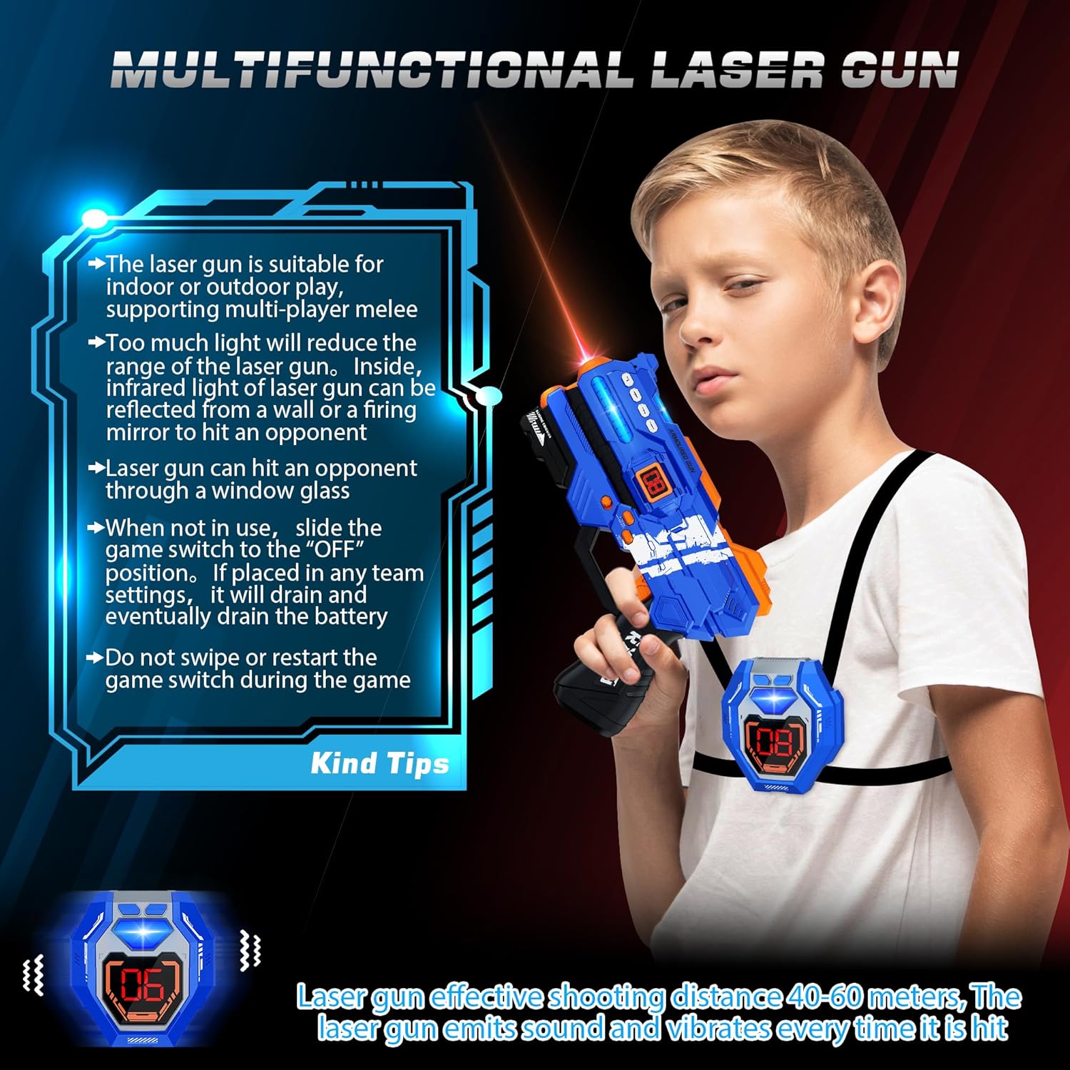Thumbnail 4 de Laser Tag Guns Set of 2 with Digital LED Score Display Vests – Family Fun for Teens and Adults