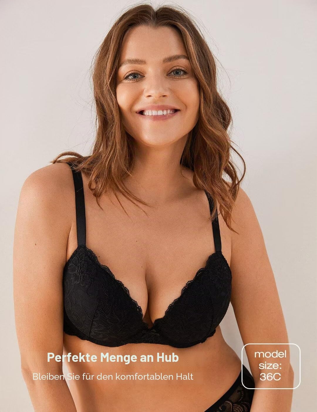 Detalle de Deyllo Push-Up-BH für Damen mit Spitze – gepolsterte Bügel-BH, hebt an und vergrößert um eine Körbchengröße