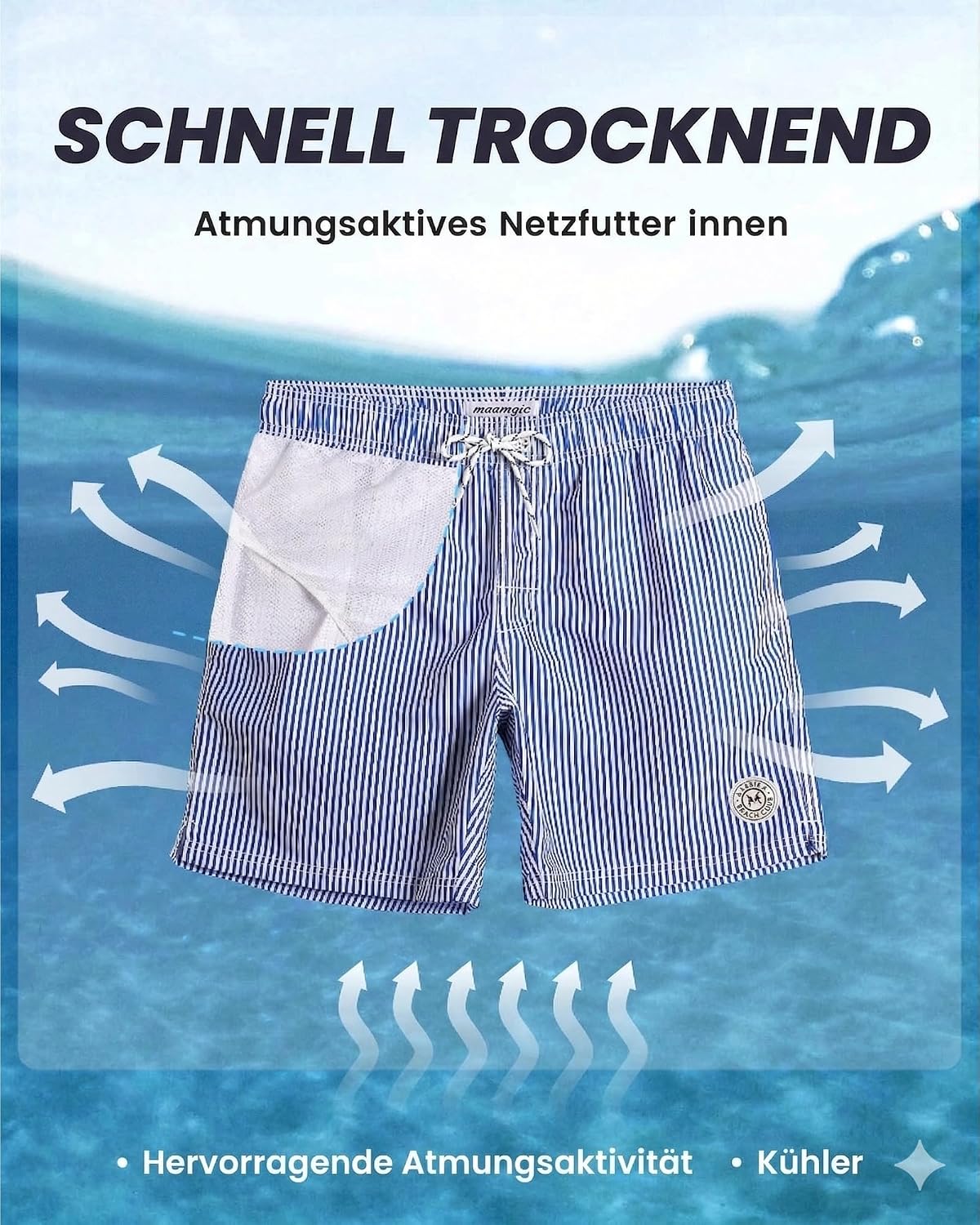 Detalle 2 de MaaMgic Badehose Herren 18 cm Innenlänge