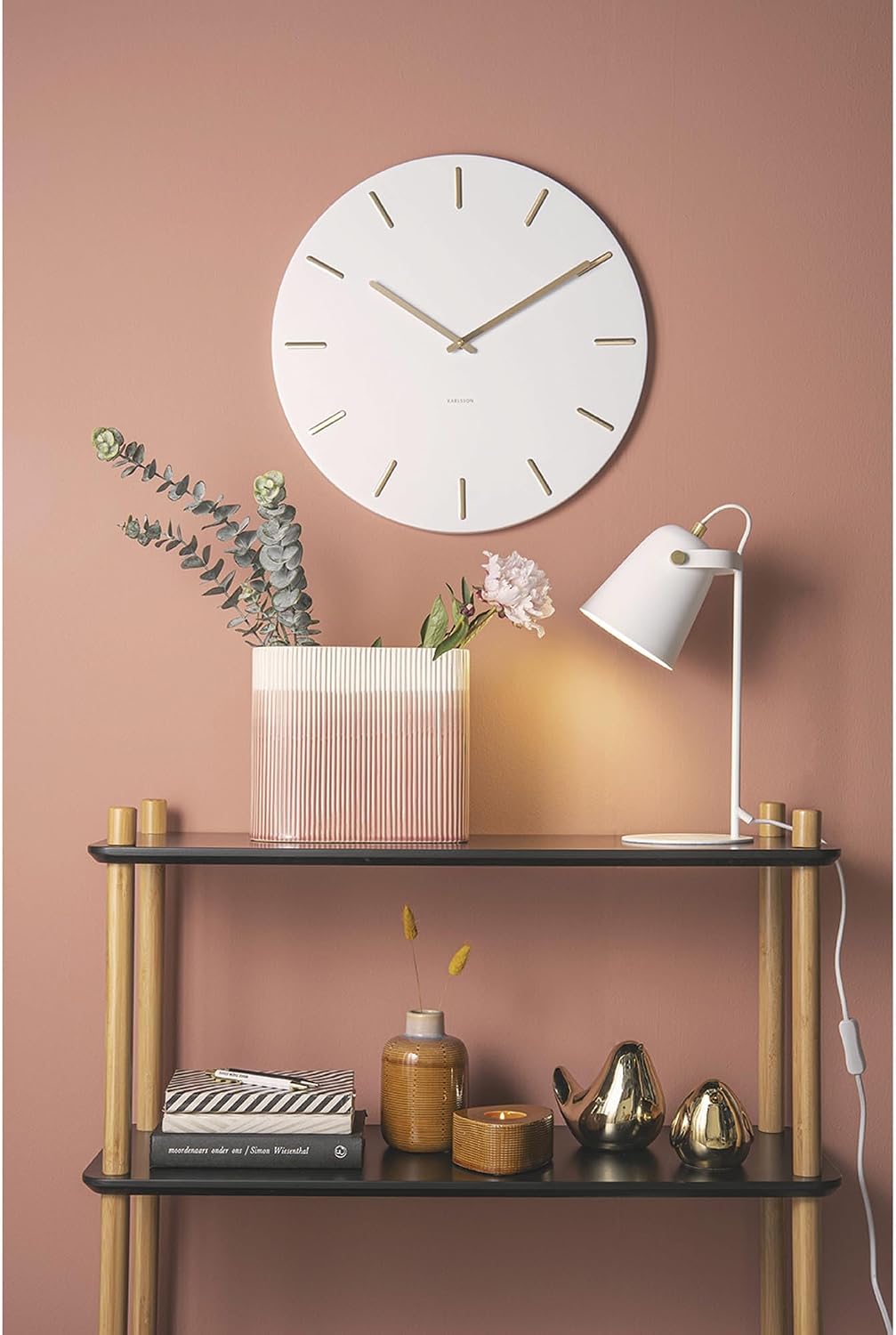 Detalle de Karlsson KA5716WH – cichy zegar ścienny 45 cm, biały, metalowy
