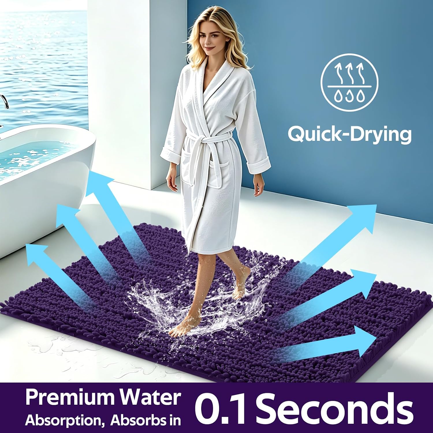 Detalle 2 de ACCUMTEK Extra Large Dark Purple Bath Rug Set 3