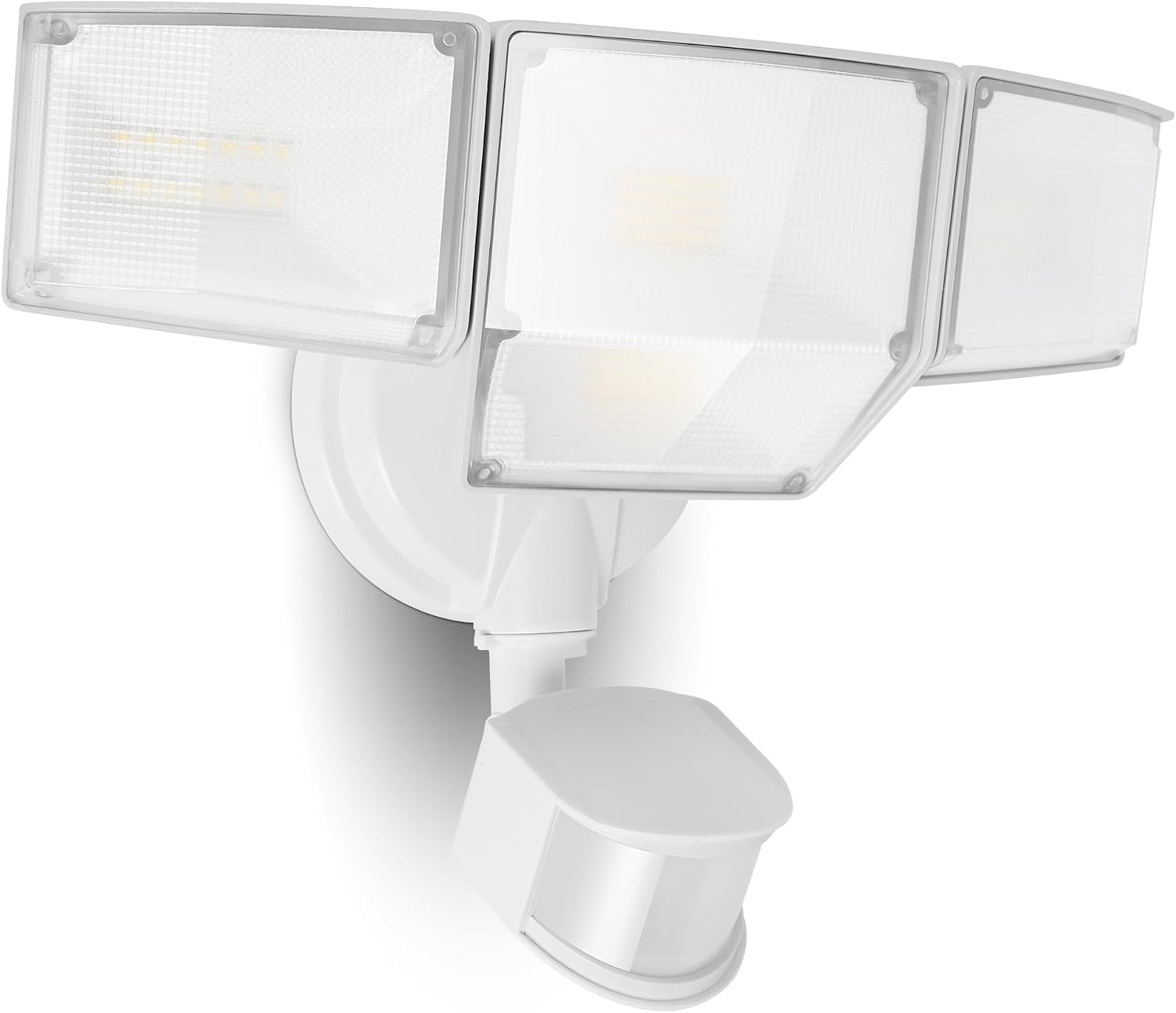 Detalle de LUTEC 7632816053 80W LED Motion-Sensor Floodlight, 4 Heads, 9,000 Lumens