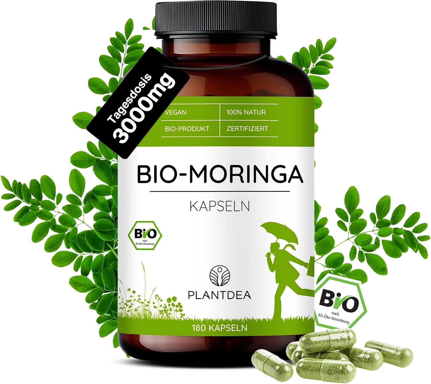 Detalle de PlantDEA Bio Moringa Kapseln 3000 mg Tagesdosis