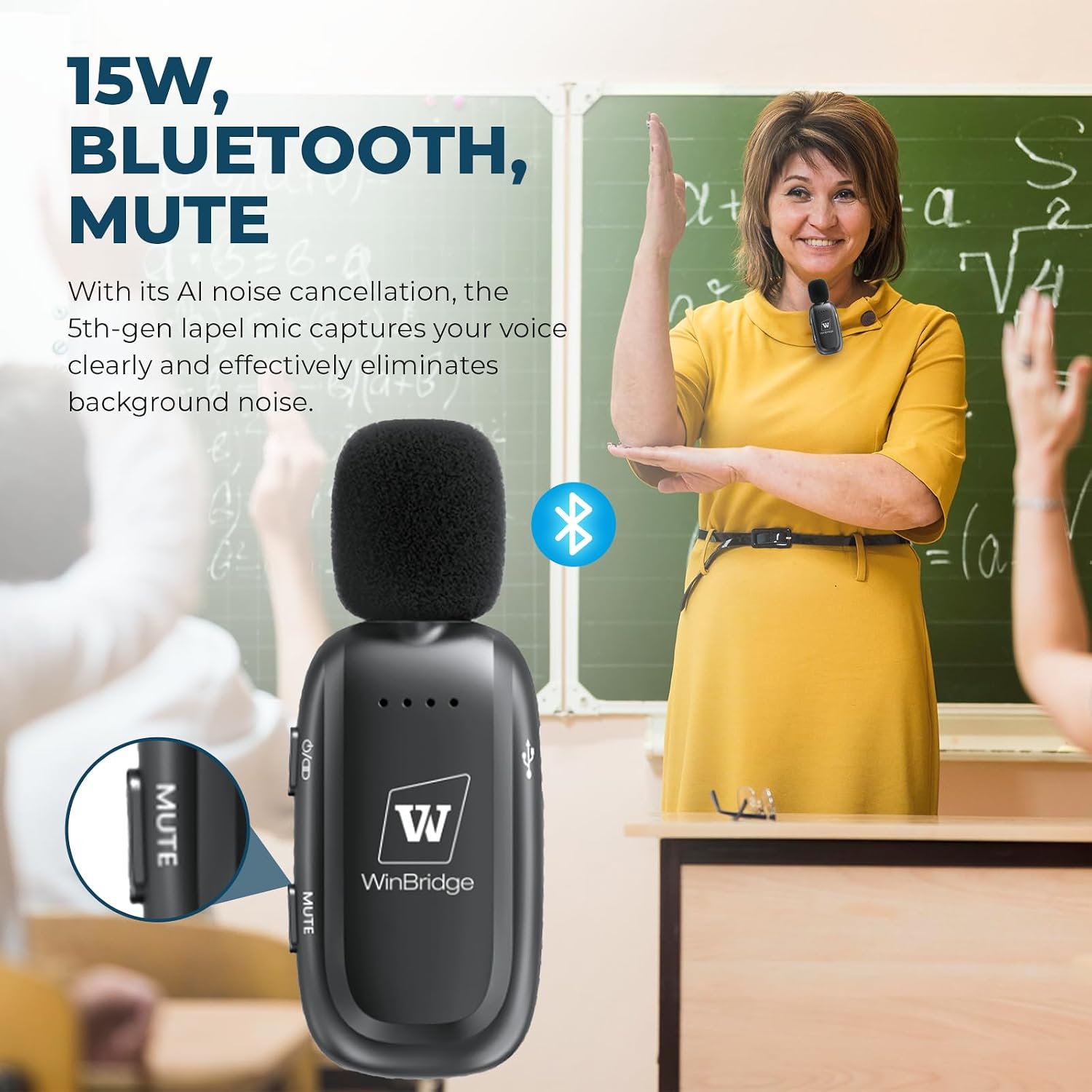 Detalle de WinBridge WB005New_AU Wireless Voice Amplifier with Clip-On Lapel Mic