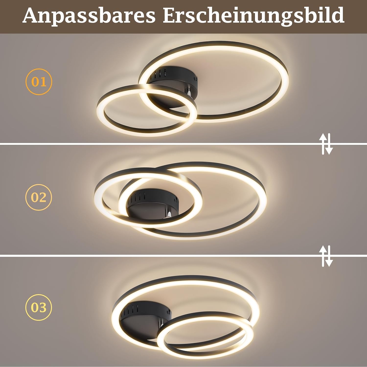 Thumbnail 6 de Homefire 2-Ring Deckenleuchte – 40,5 cm, 23 W, 3000 K Warmweiß