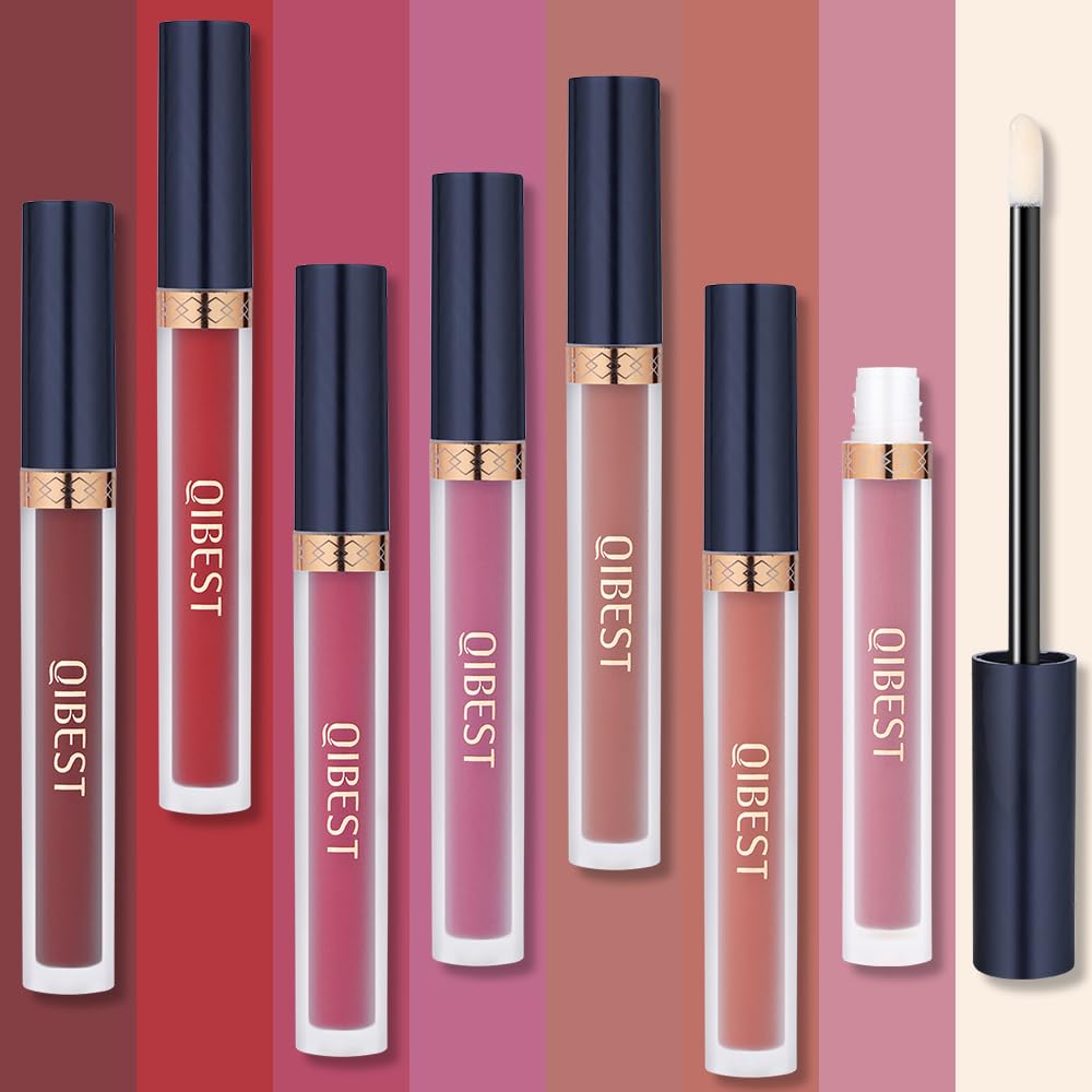 Detalle 2 de QiBest 8-Piece Matte Liquid Lipstick + Lip Plumper Set (7 Matte Shades + 1 Plumper)