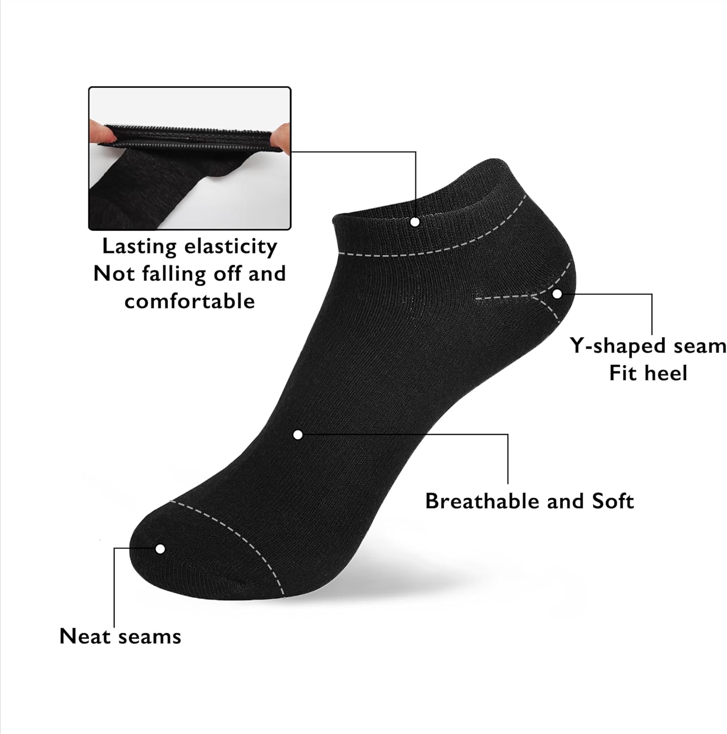 Detalle de DarkCom 8 Pairs Ankle Socks (Women & Men) – Cotton Trainer Socks, EU 36–41