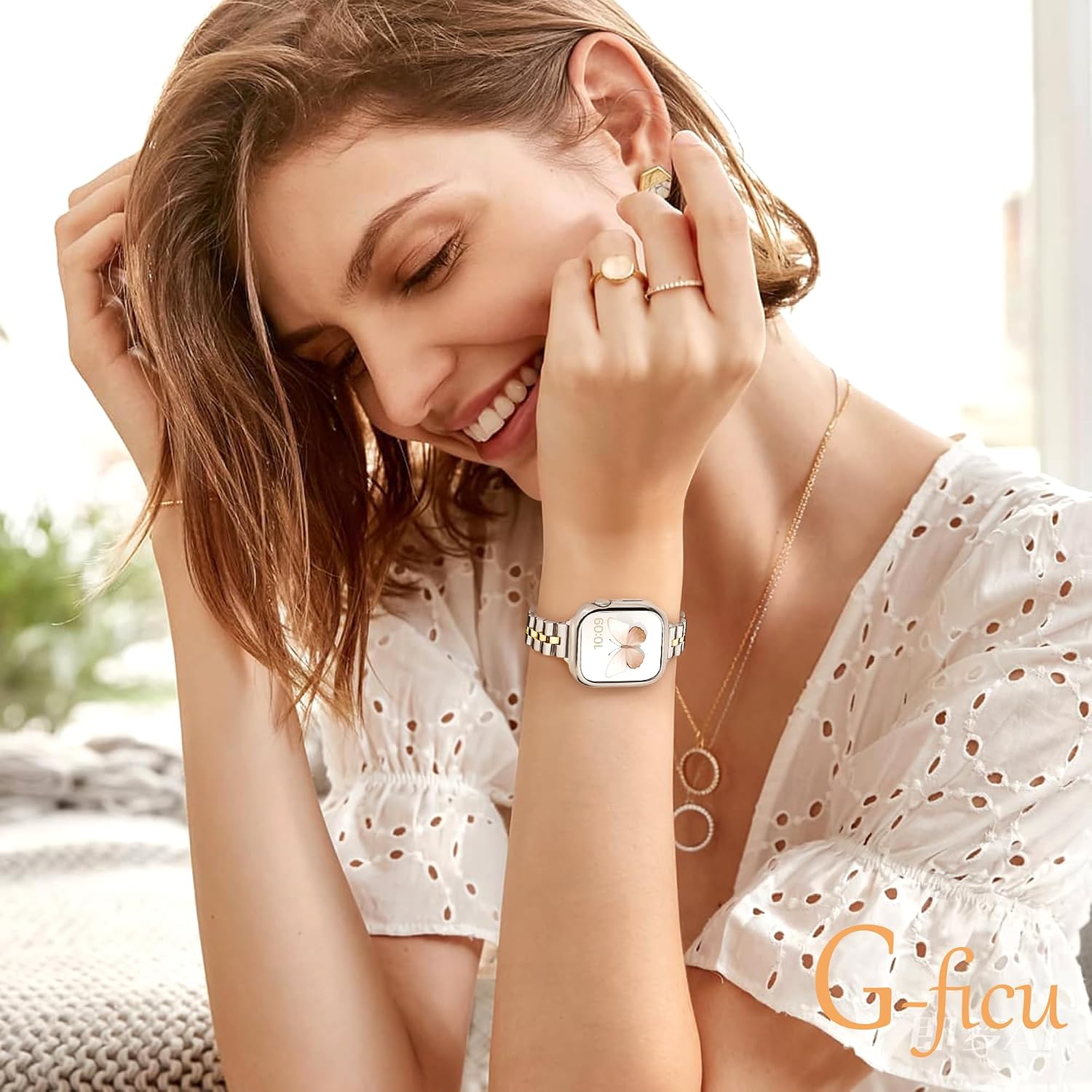 Thumbnail 4 de G-ficu Thin Metal Straps with Case for Apple Watch (38–45mm) in Stainless Steel with Protective Cover