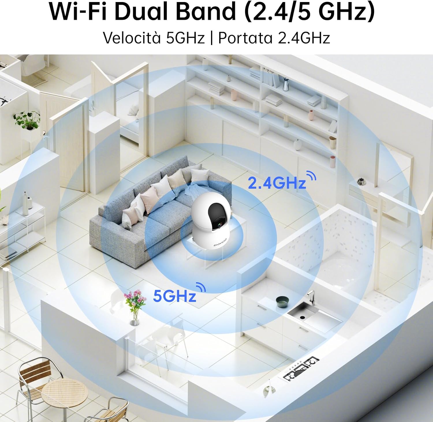 Detalle de CiKiKWXO 2K Telecamera WiFi Interno (2 pezzi) – Sorveglianza 2K, Pan/Tilt e Trasmissione Bidirezionale