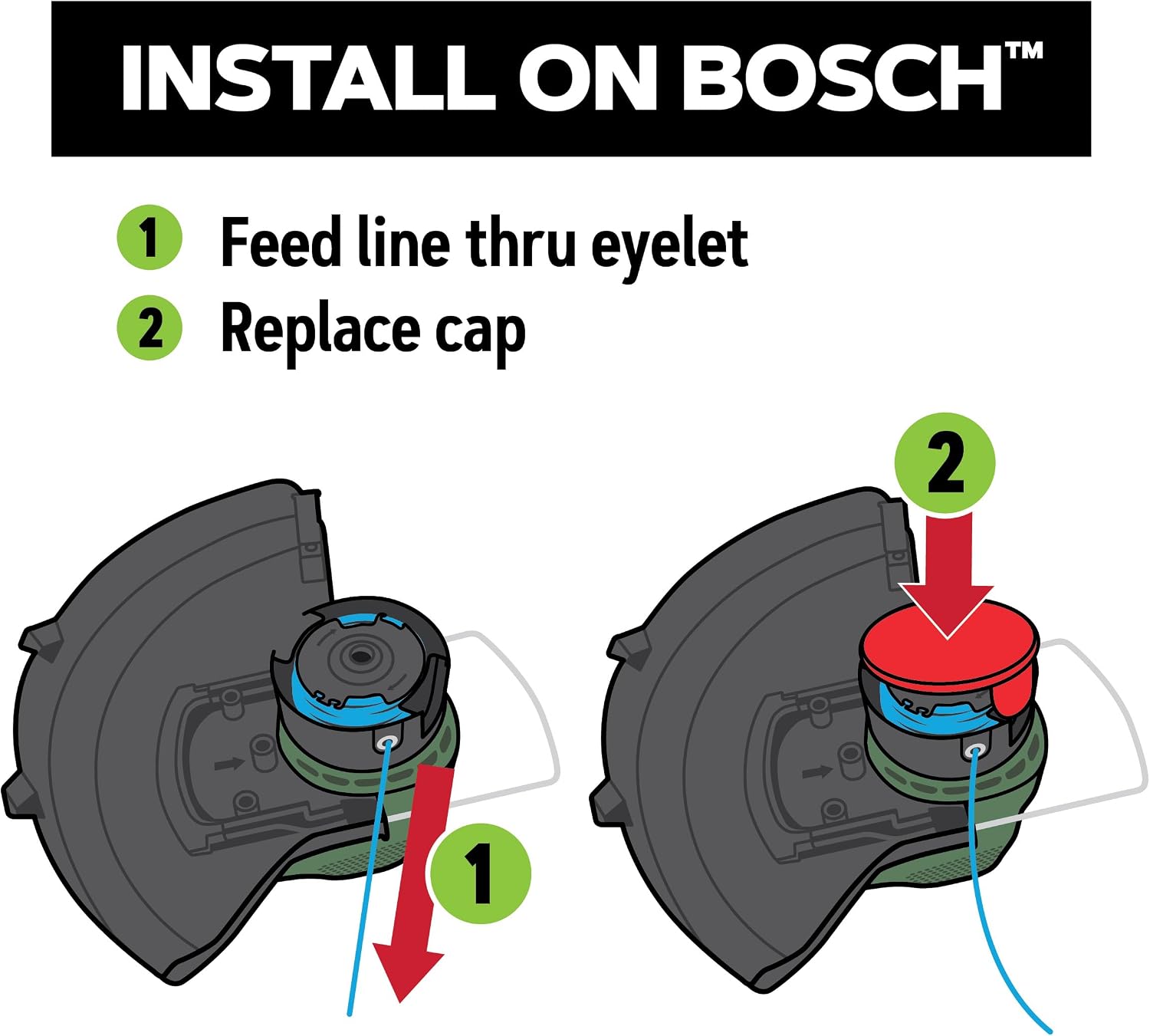 Detalle 2 de Oregon 3-Pack Replacement Bosch Strimmer Spool & Line for EasyGrassCut – 1.65mm Gatorline Square Twist