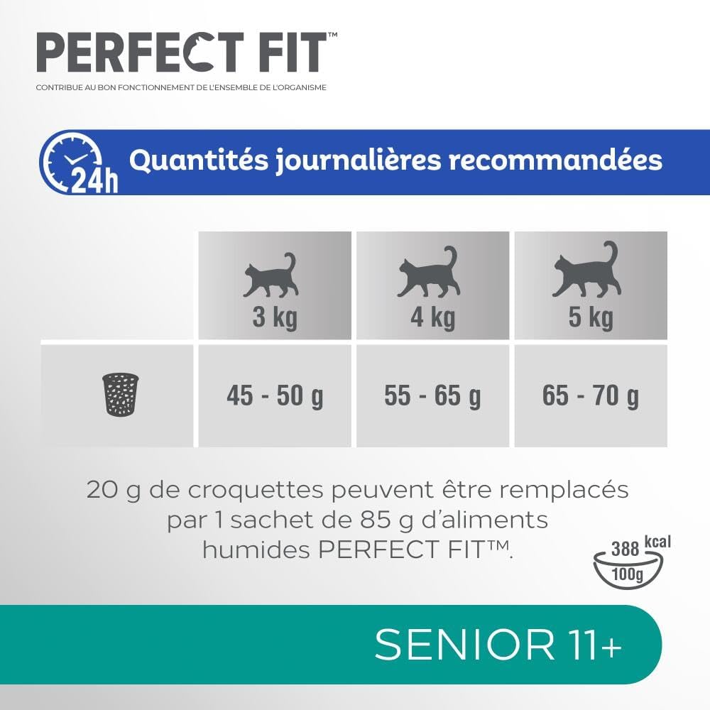 Detalle 2 de PERFECT FIT Senior 11+ Croquettes Gourmandes pour Chat Senior Stérilisé – Poulet, 1,4 kg (Lot de 5)