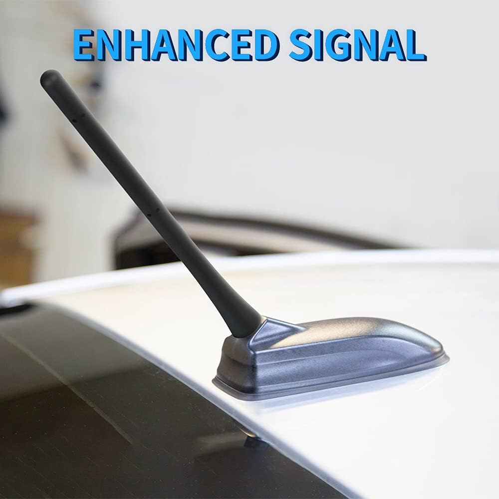 Detalle de URAQT Antenne de Voiture FM – Ensemble 2 pièces 6,5 cm / 18,5 cm avec vis M4/M5/M6, universelle et efficace