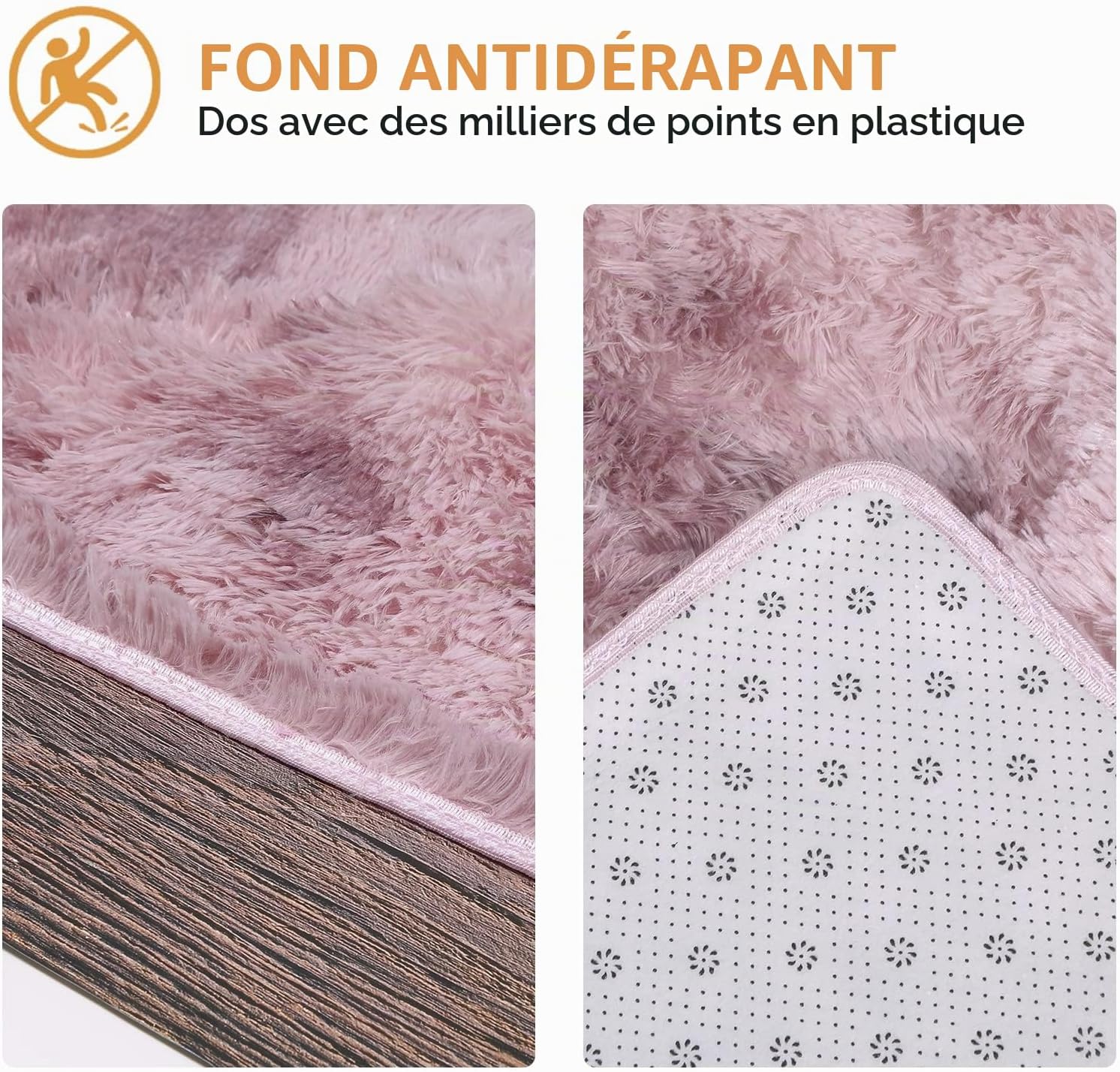 Detalle 2 de Pauwer Plush Shaggy Area Rugs roze hoogpolig vloerkleed 160 x 200 cm