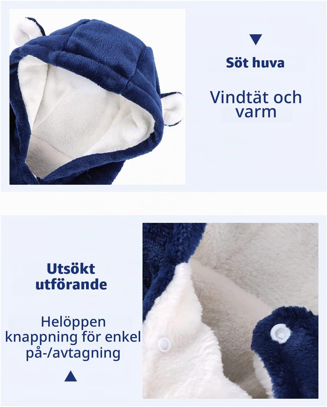Detalle de JiAmy vinteroverall i fleece för baby, 0–12 månader