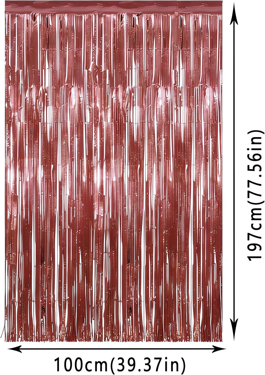 Thumbnail 2 de AiTodos FR-YSL-001 Metallic Fringe Curtains, Rose Gold, Reusable 3-Pack