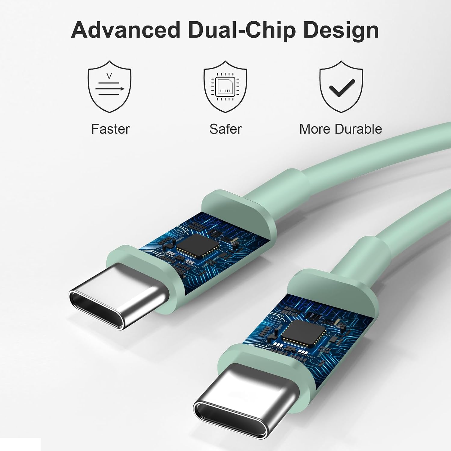 Detalle 2 de Novobit DP-A127G45 45W USB-C Charger Set with 10-Foot Green Cables