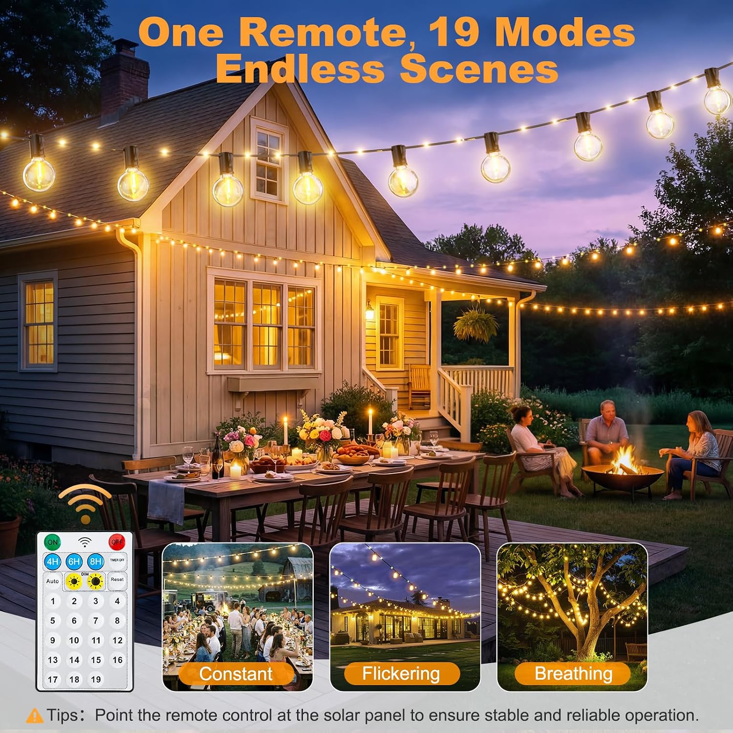 Detalle 2 de Catena Luminosa Solare per Esterno 20m 25+1 G40 – Luci LED IP44 per Giardino e Terrazza