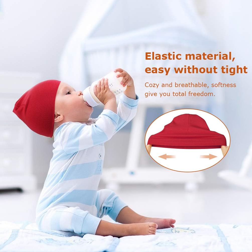 Detalle de DRESHOW 4 Pieces Baby Beanie Knit Hats - Soft Cotton-Poly Blend for Newborn to 24 Months