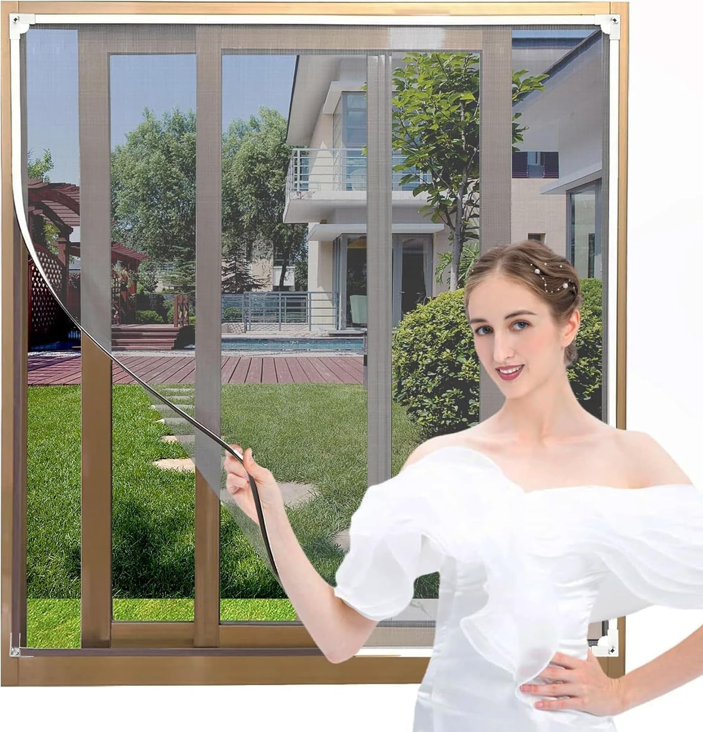 Detalle de AMLOOPH Magnetic Window Fly Screens — DIY, No-Drill Insect Mesh with Magnetic Closure (Up to 120x130cm)