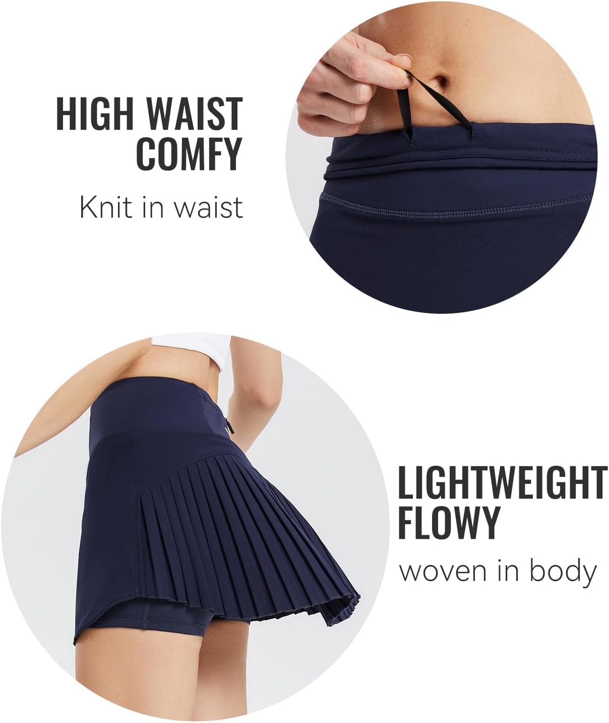 Detalle de baleaf Women's Pleated Tennis Skirt Golf Skorts for Woman — High-Waisted, Lightweight with Pockets