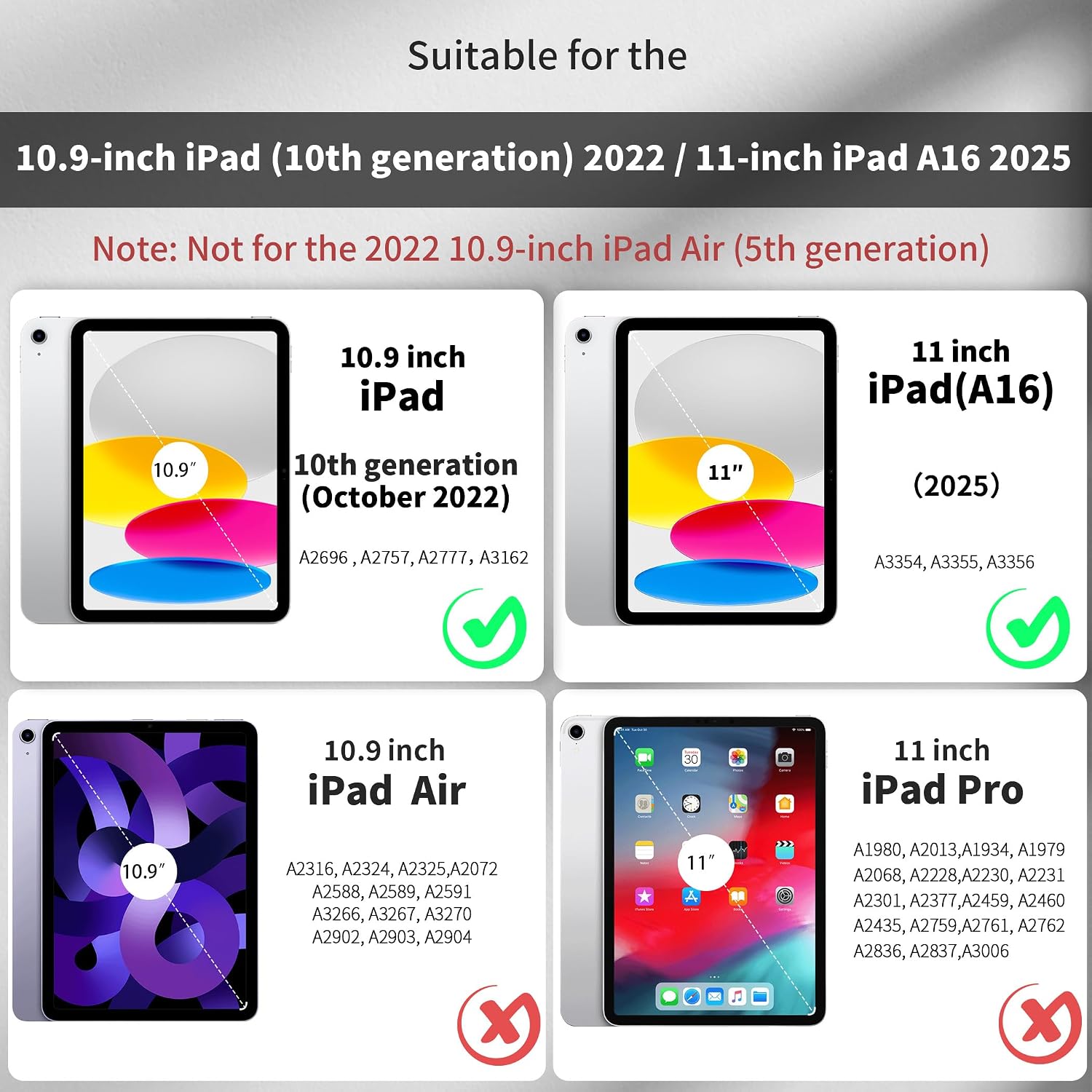 Thumbnail 1 de CACOE Custodia Cover per iPad 11a Generazione (A16) 11" e iPad 10a Generazione 10,9" (2022) – Ultra Sottile in Pelle con Vetro Temperato, Argento