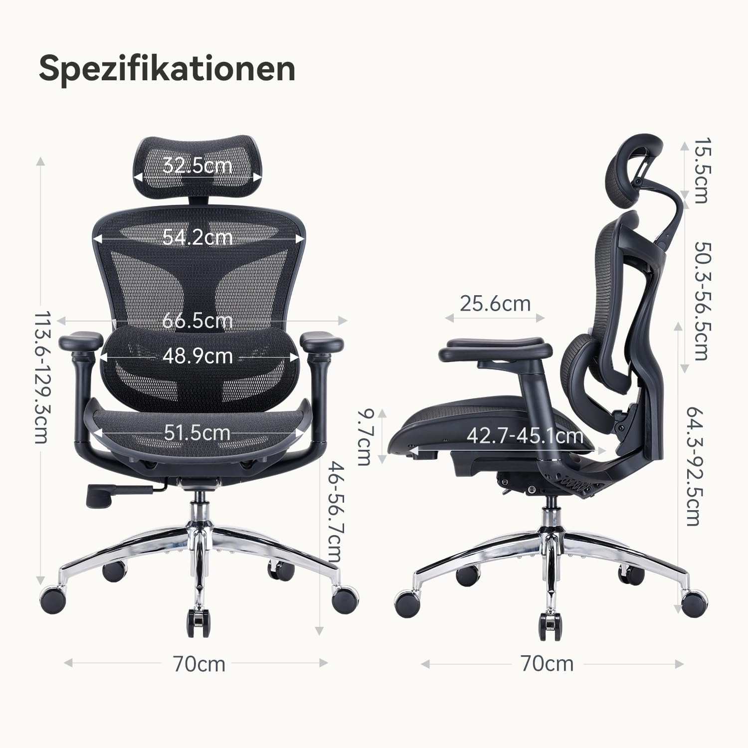Detalle de SIHOO Doro C300 ergonomischer Bürostuhl 150 kg