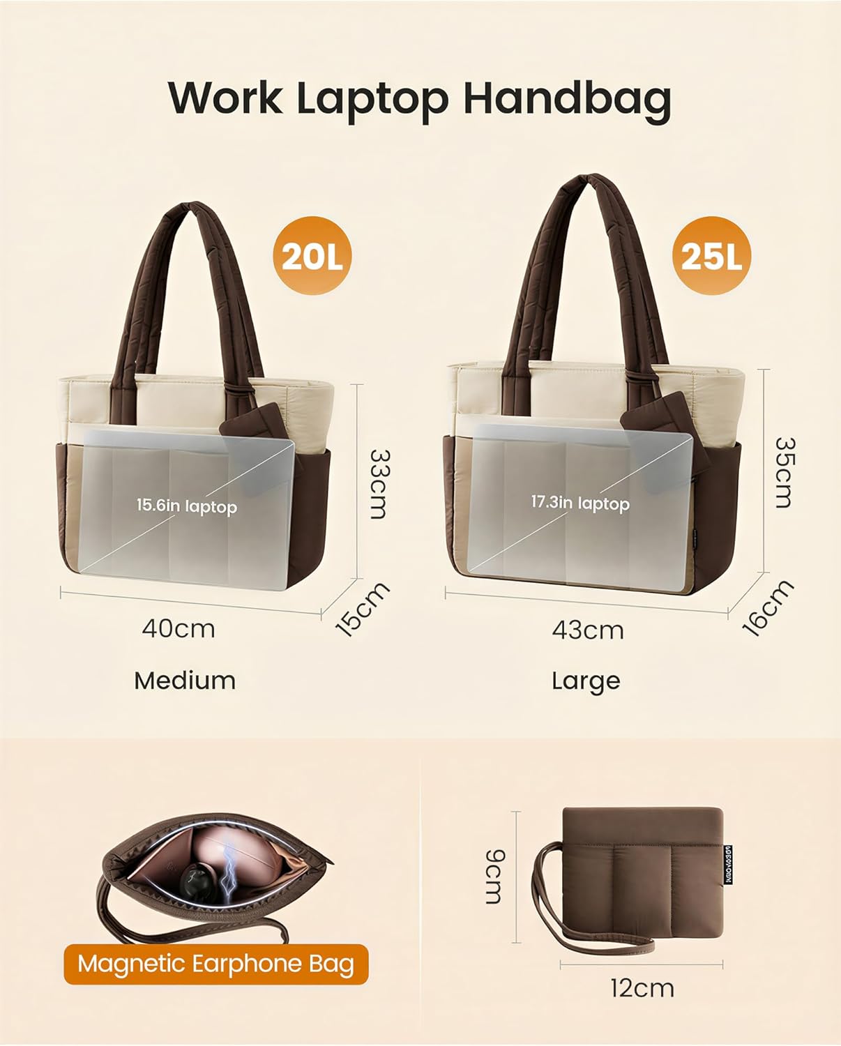 Thumbnail 6 de LOVEVOOK Lightweight Puffer Tote Bag for Women