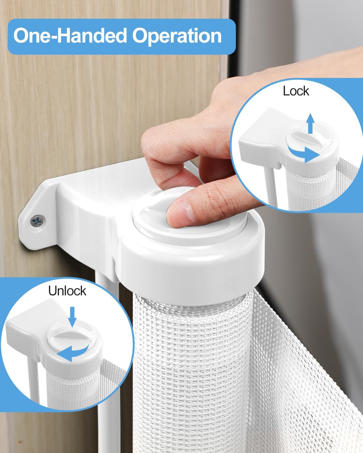 Thumbnail 5 de Lexixi ibao Retractable Mesh Baby & Dog Gate (86cm tall, extends up to 300cm wide) – White