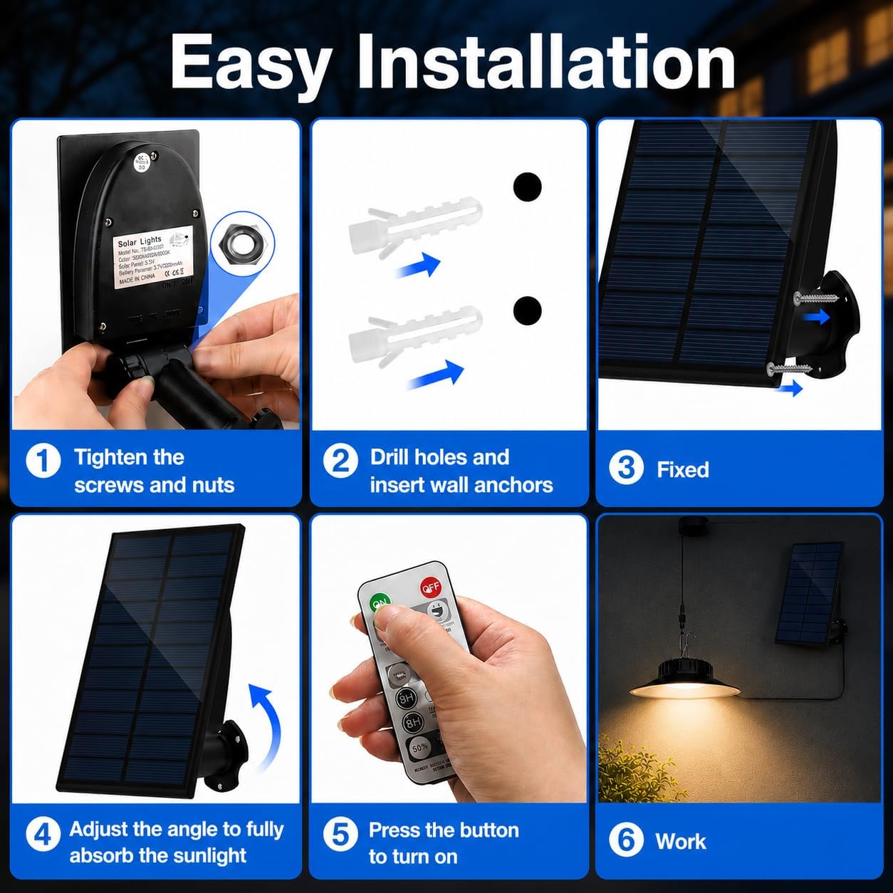 Thumbnail 6 de NATPOW Solar Hängelampe Außen – 2er-Set, 3 Farbtemperaturen, Fernbedienung, IP65