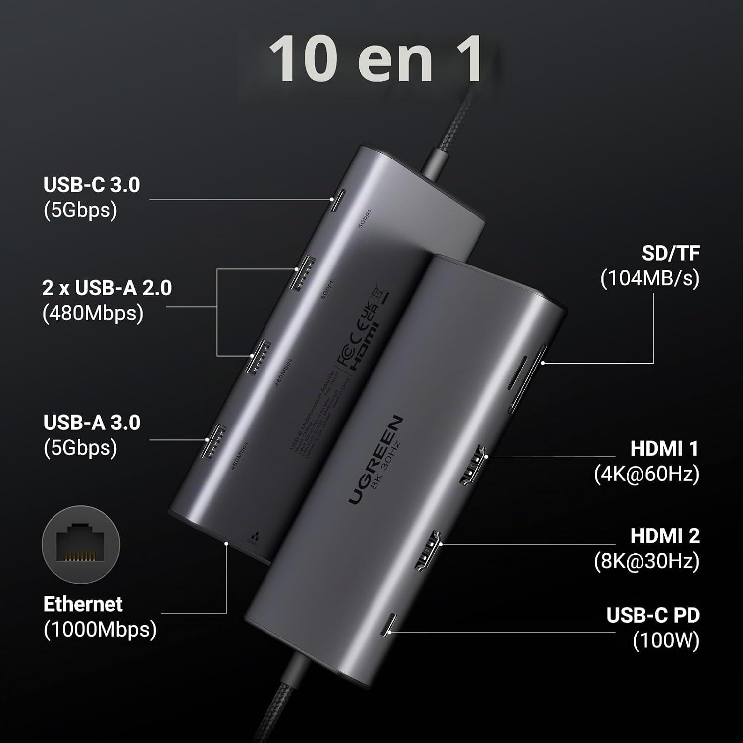 Detalle 2 de UGREEN Revodok 210 Docking Station