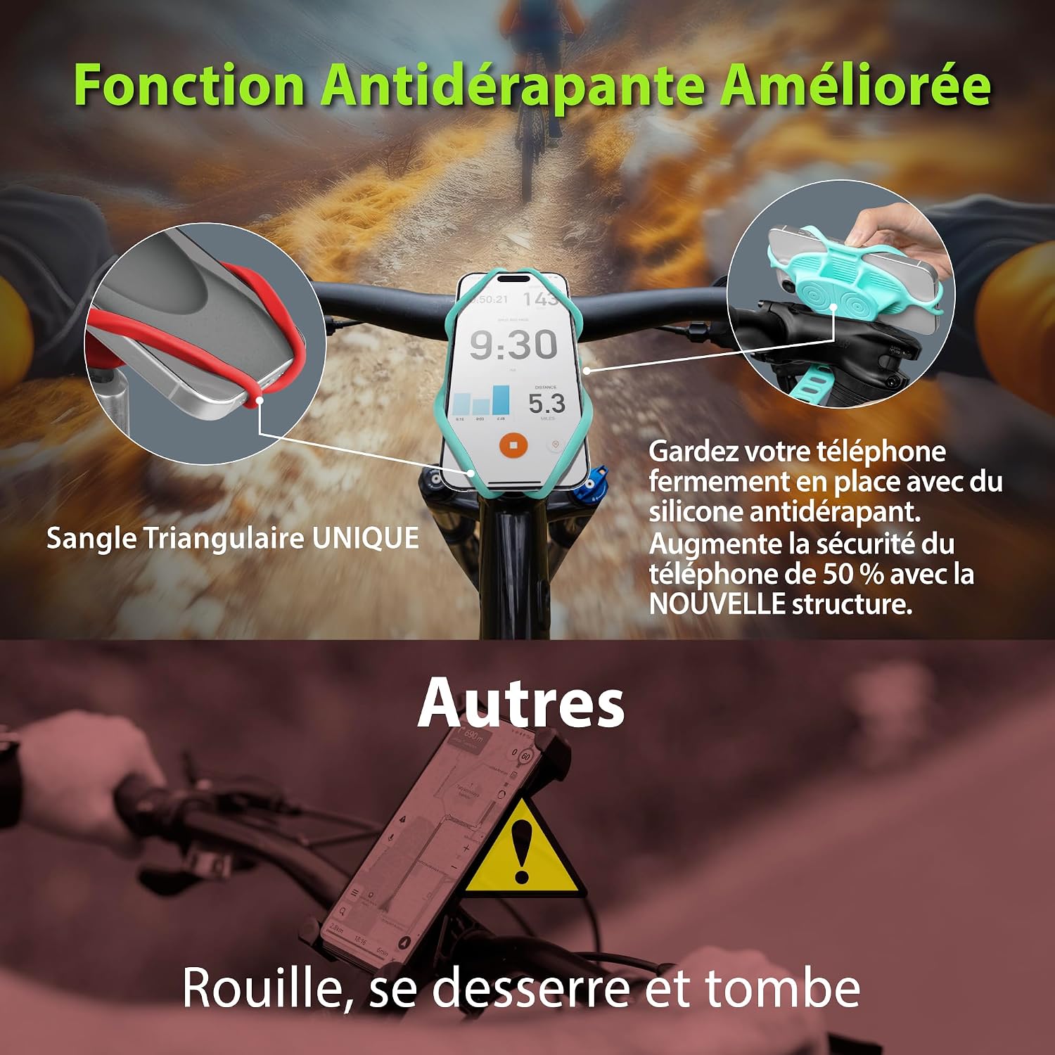 Detalle de BONE Bike Tie 5 Pro Support téléphone vélo 5,8–7,2"