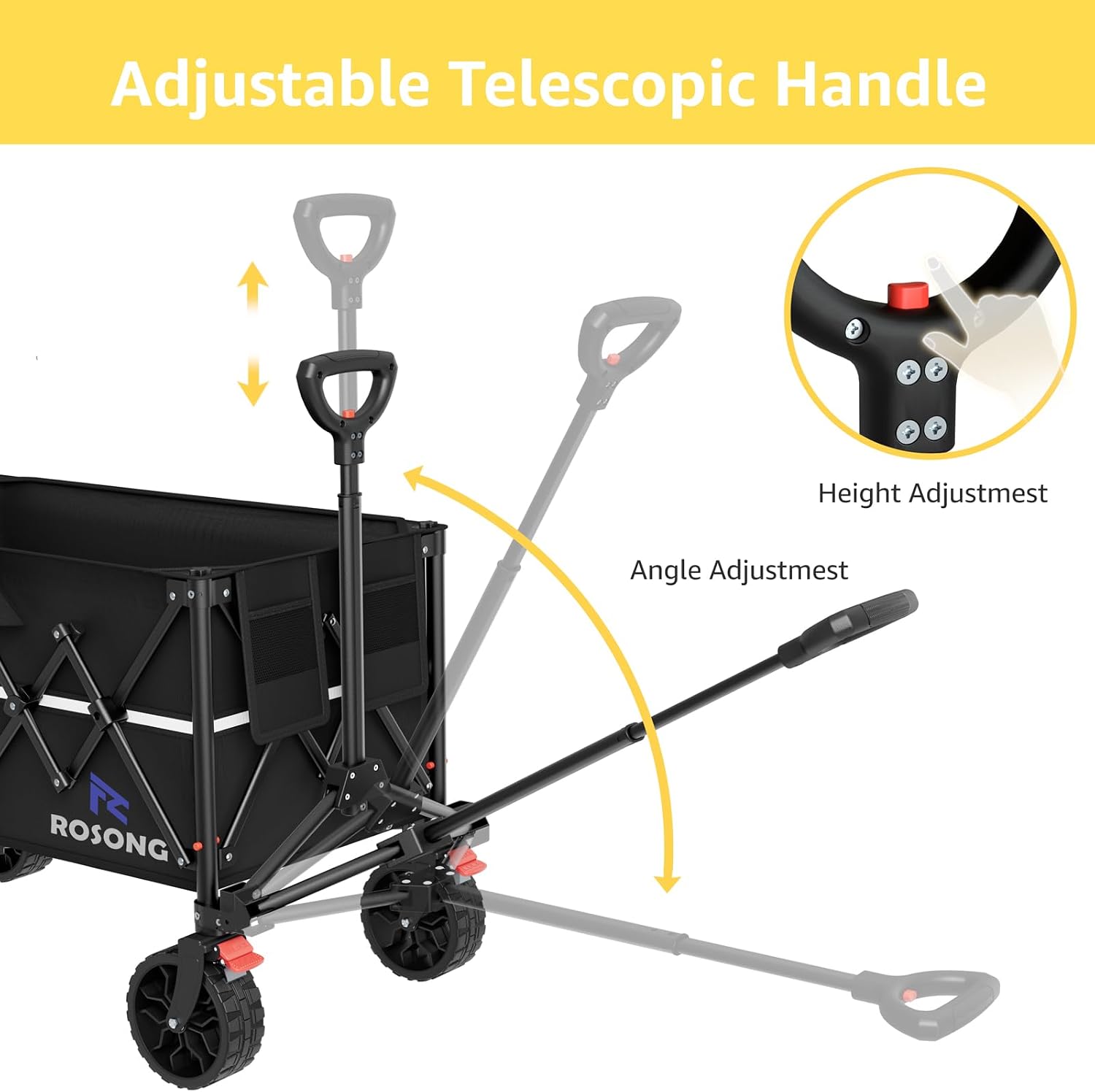 Detalle de ROSONG ZW001 150L Collapsible Wagon Cart, 350-lb Capacity, Folding Design