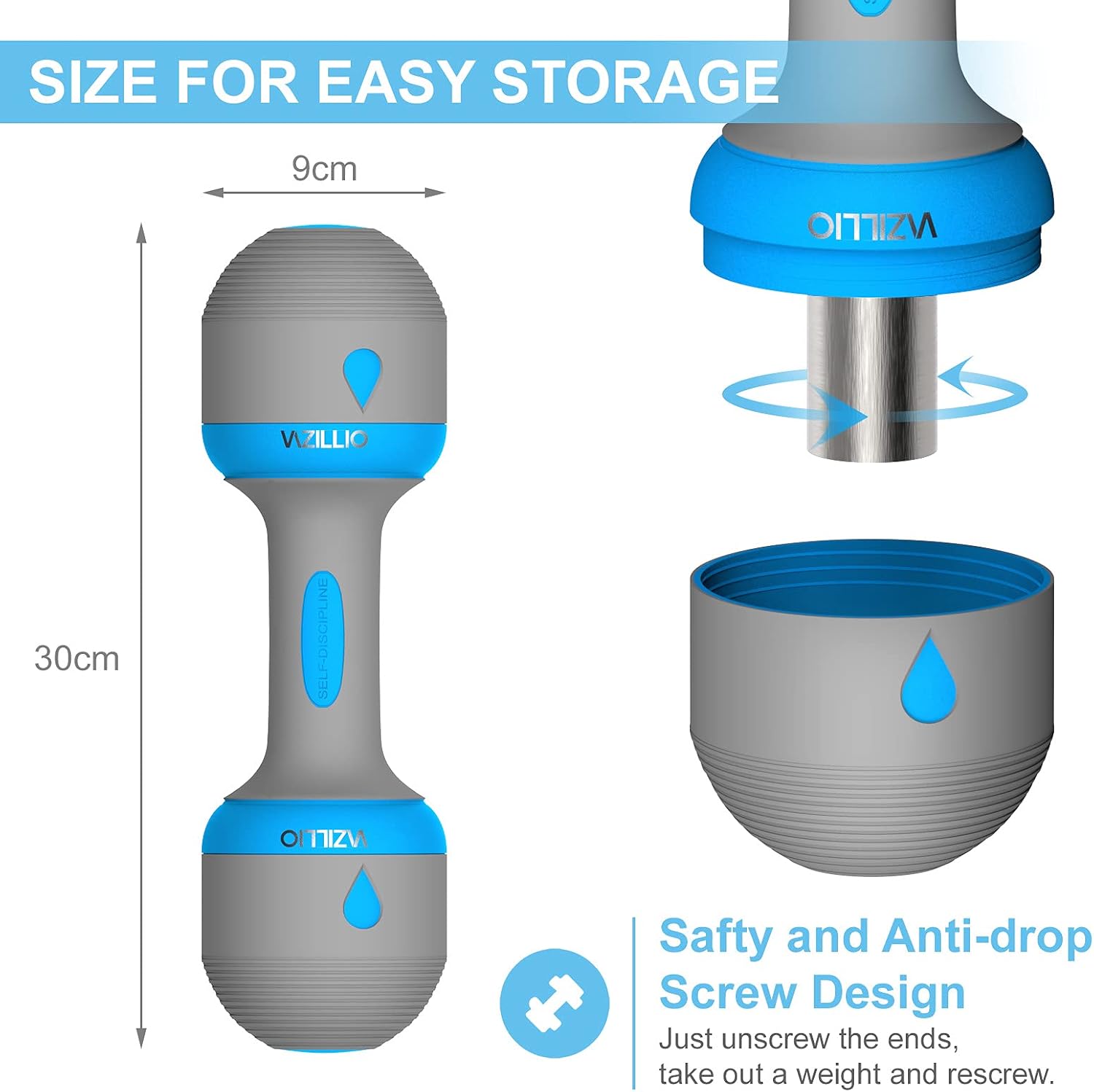 Detalle 2 de VAZILLIO Adjustable Dumbbell Set 5kg pair