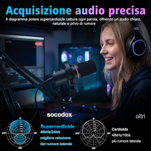 Detalle de Socodox - Microfono da Gaming XLR/USB con Braccio Articolato per lo Streaming