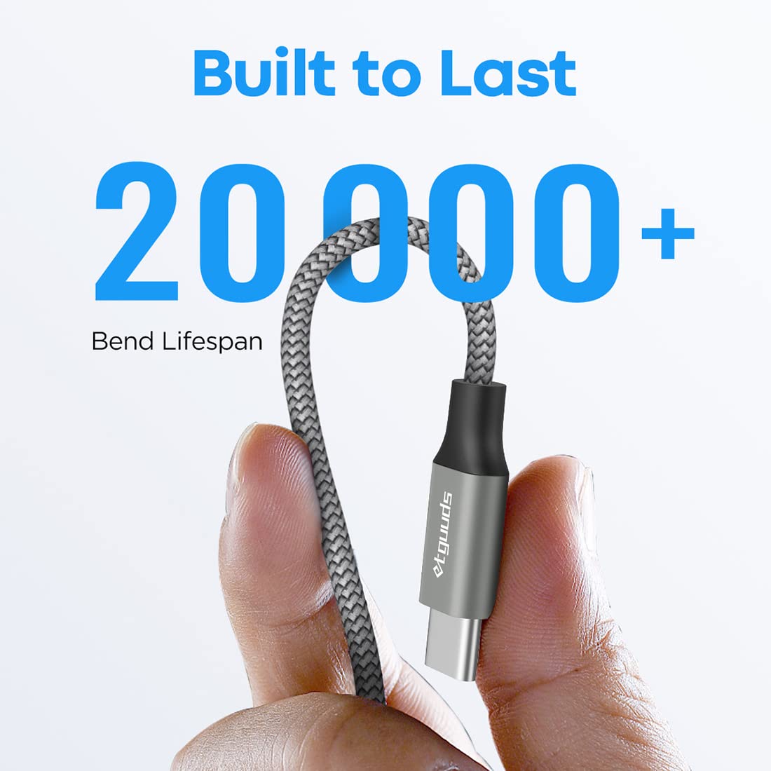 Detalle de etguuds USB C Charger Cable 2-Pack (2m) – 3A fast charging & sync, nylon braided