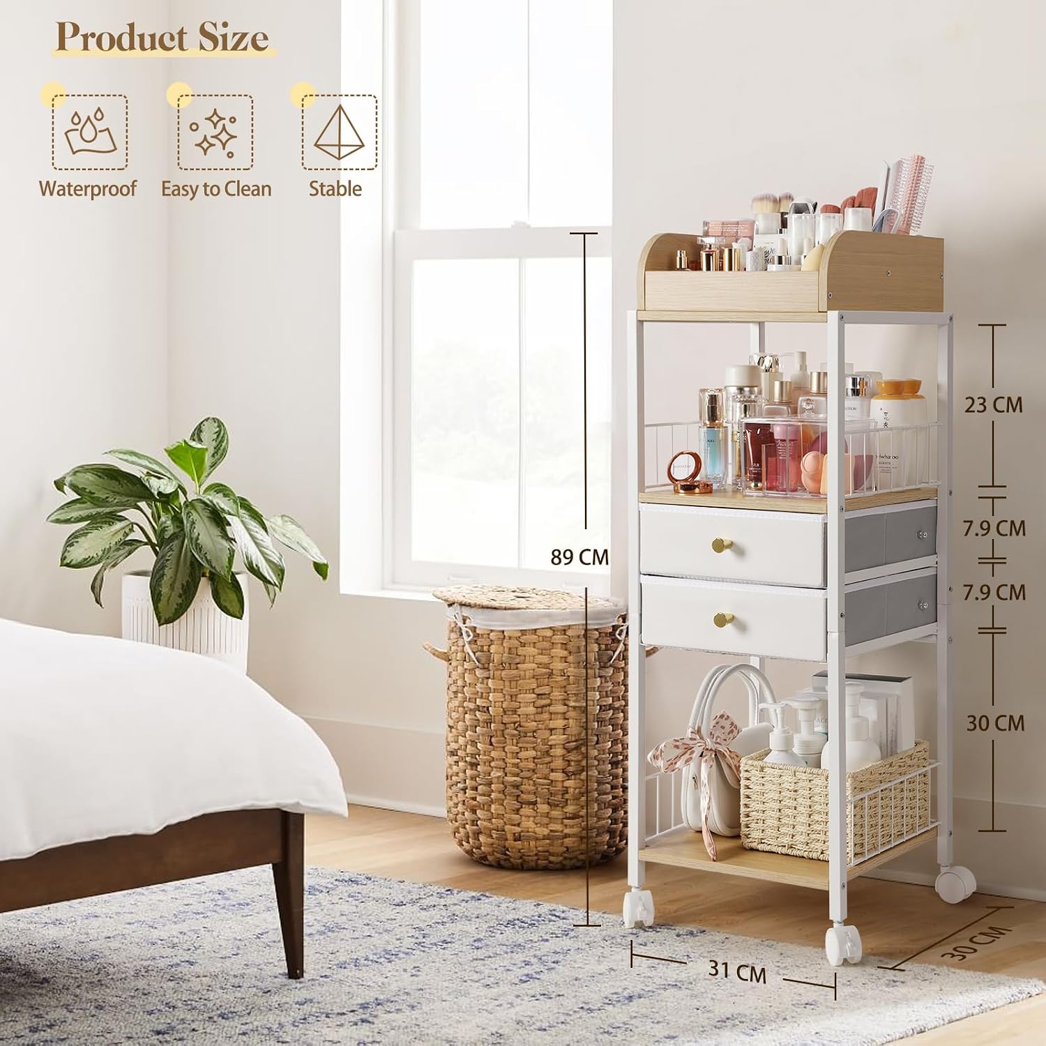 Detalle 2 de Bikoney Makeup Organiser with Drawers and Wheels