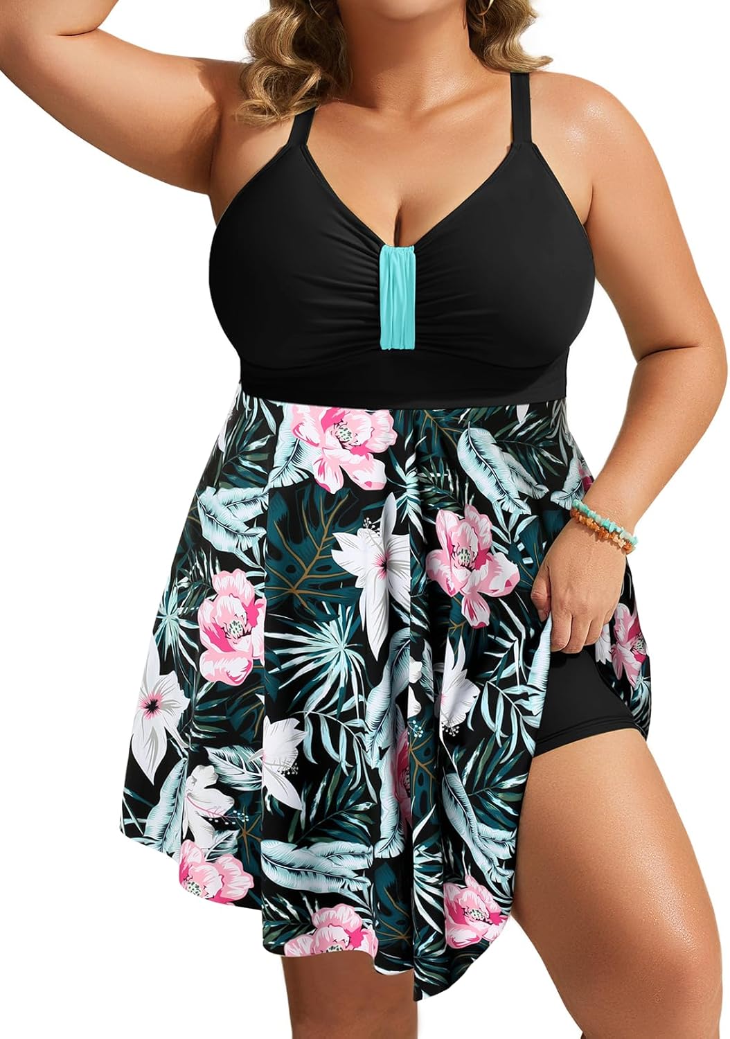 Thumbnail 6 de Hanna Nikole Plus Size Swim Dress One Piece Swimsuit with Tummy Control