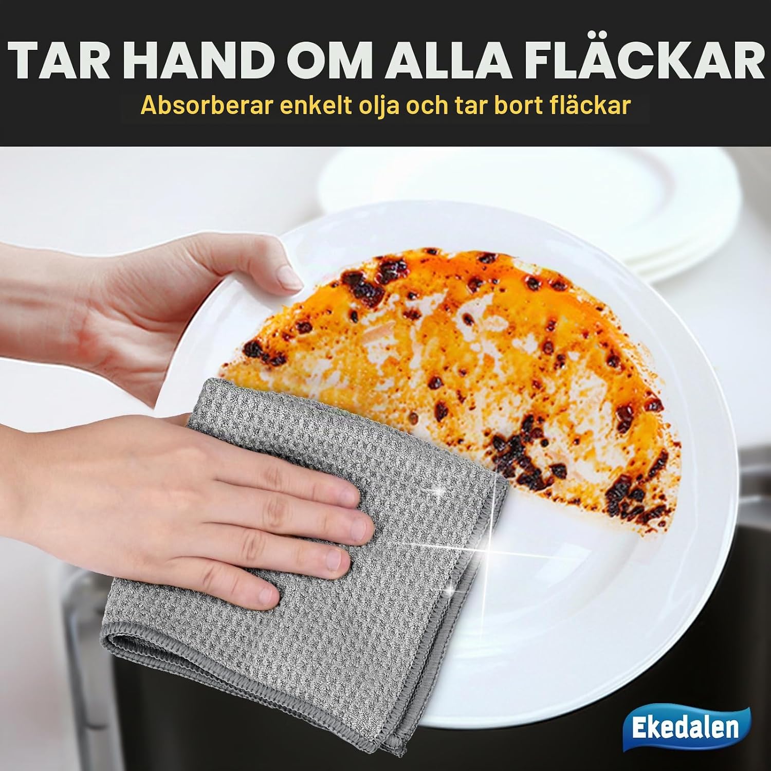 Thumbnail 6 de Ekedalen våffelmönstrade mikrofiberdukar, 6-pack, 400 GSM, 30 × 30 cm