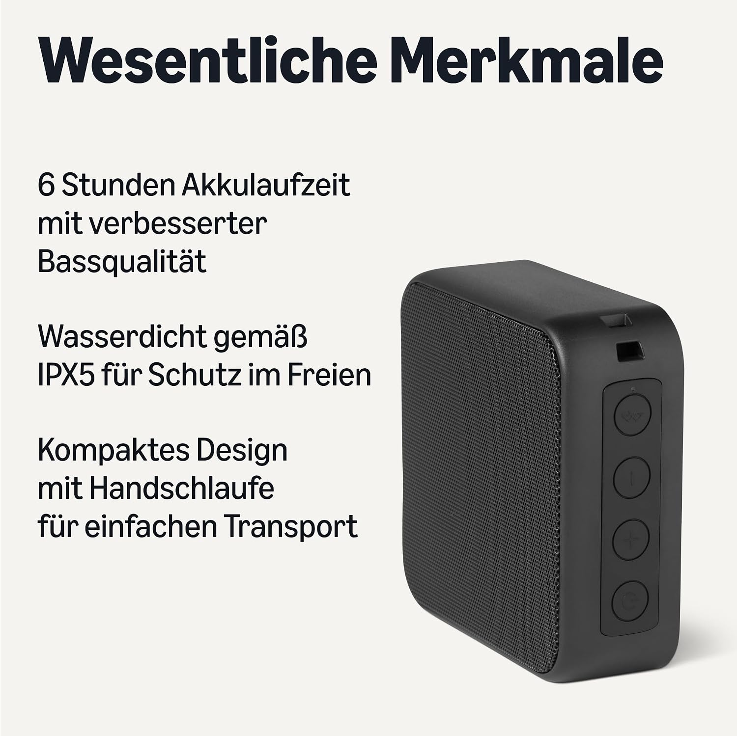Thumbnail 1 de Amazon Basics tragbarer Bluetooth 5.3-Lautsprecher – kompakt, IPX5, 6 Stunden Laufzeit