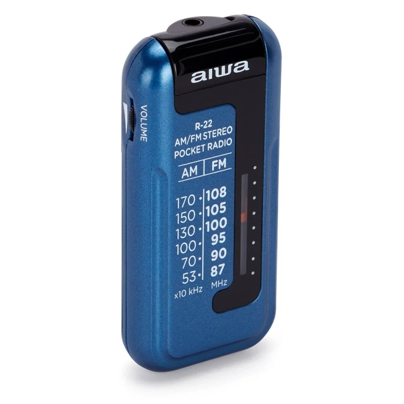 Detalle 2 de Aiwa R-22BL Mini radio AM/FM azul