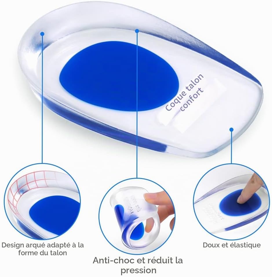 Detalle de ACWOO gel-hielkussens maat S, 2 paar siliconen hielpads