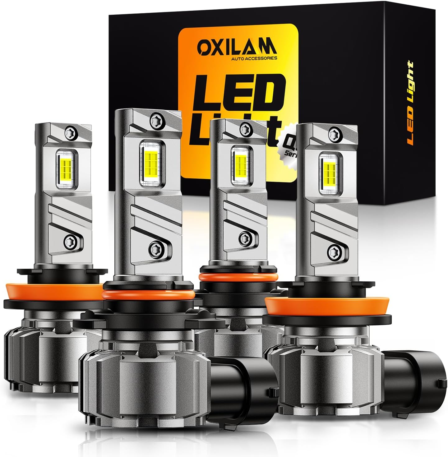 Detalle de OXILAM 9005 H11 LED Bulb Combo, 6500K Cool White, Anti-Flicker, 4-Pack