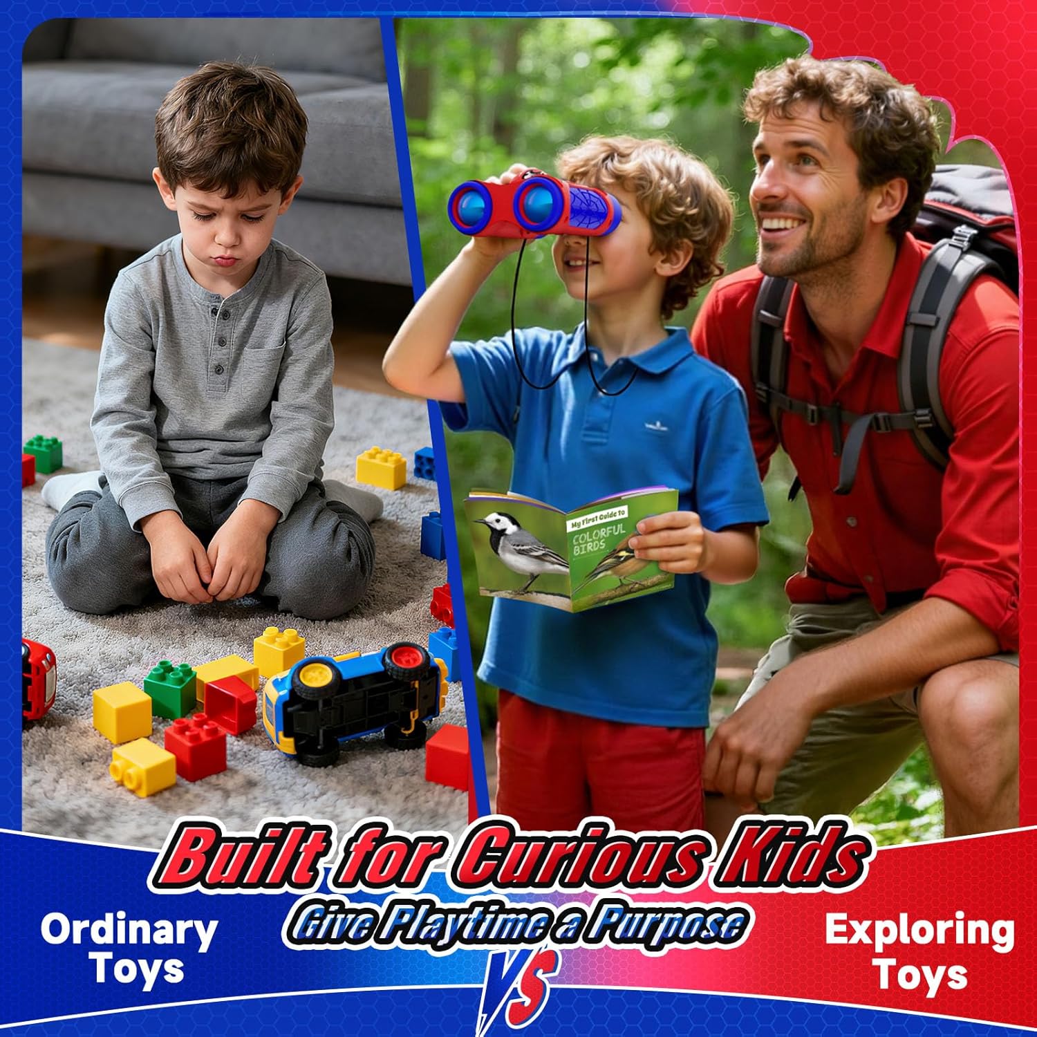 Thumbnail 3 de Kids Binoculars (Age 3–9) with Bird Watching Manual & Compass – Outdoor Garden & Park Explorer Toy