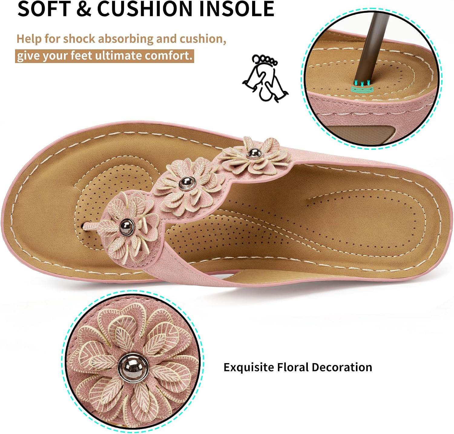 Detalle 1 de FUDYNMALC Women's Wedge Sandals, 1.97-Inch