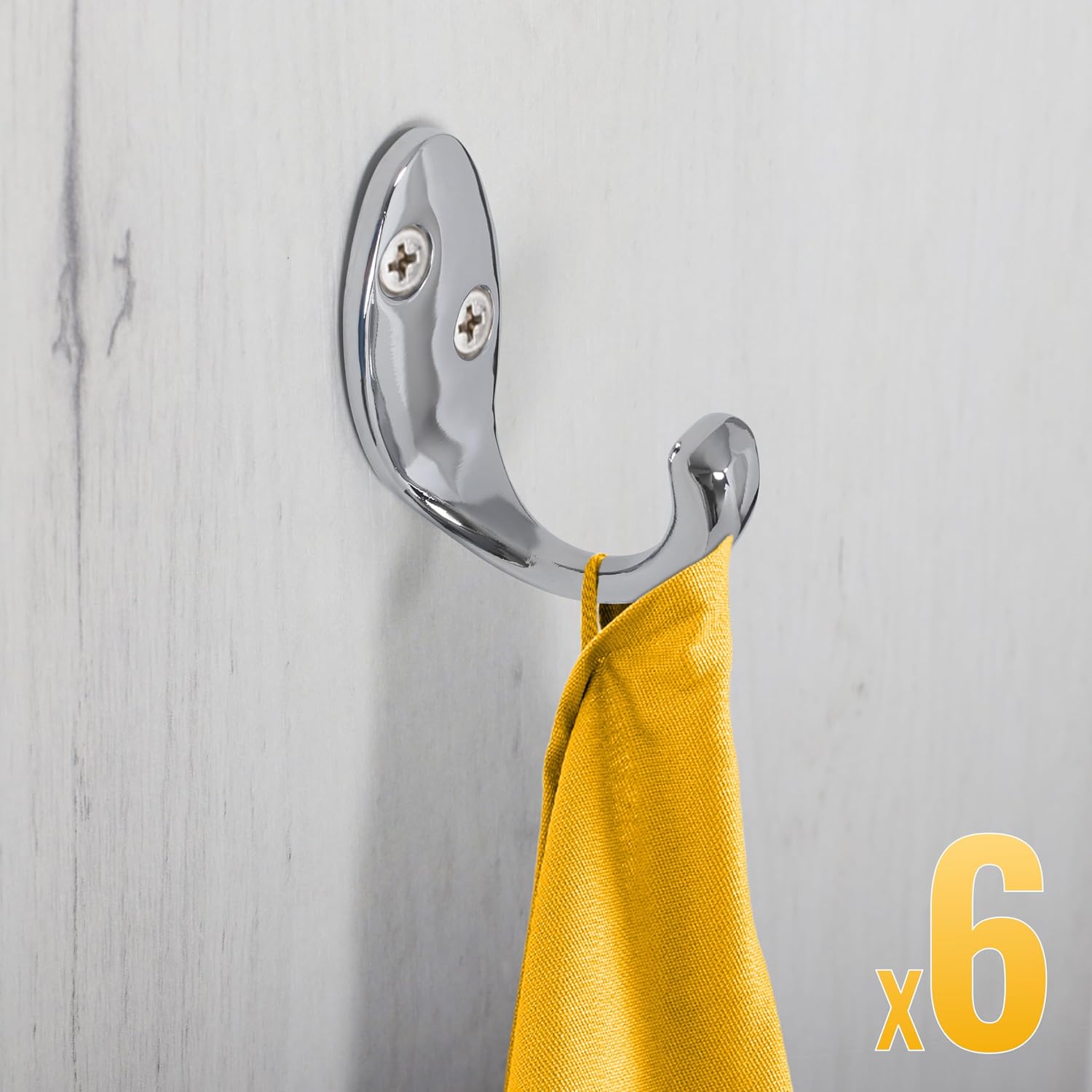 Thumbnail 4 de RICOO MH014-S6: Lot de 6 crochets muraux en zinc – design moderne pour salle de bains, cuisine et entrée