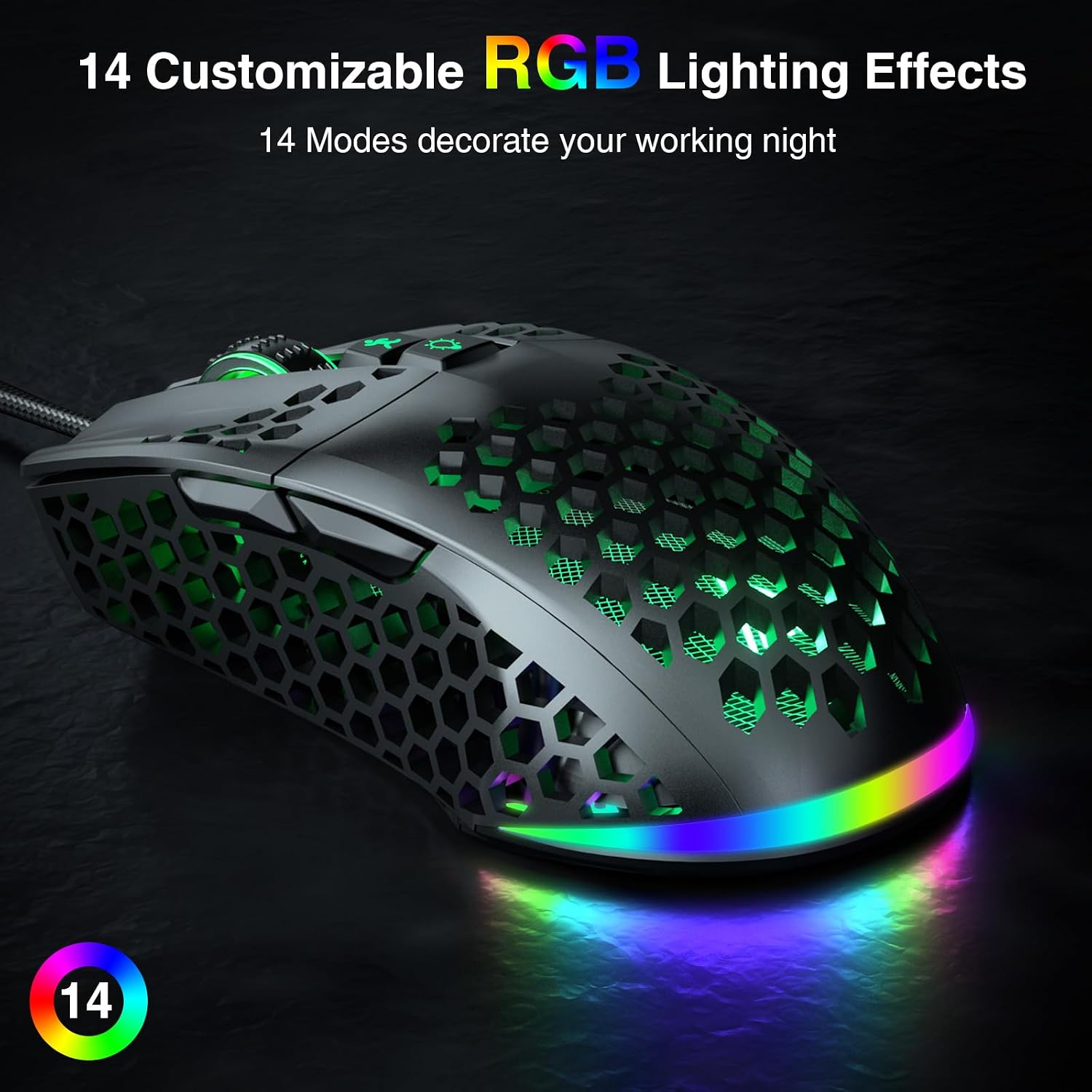 Thumbnail 6 de SOLAKAKA SM900 Wired Gaming Mouse, 12800 DPI, RGB, Honeycomb Shell