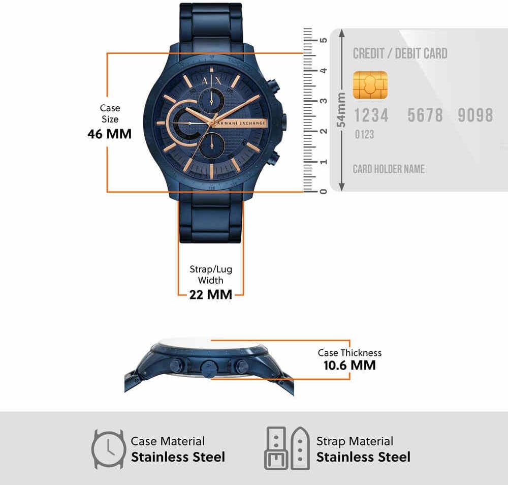 Thumbnail 5 de Armani Exchange Orologio da uomo con cronografo al quarzo, cassa in acciaio 46 mm e cinturino blu