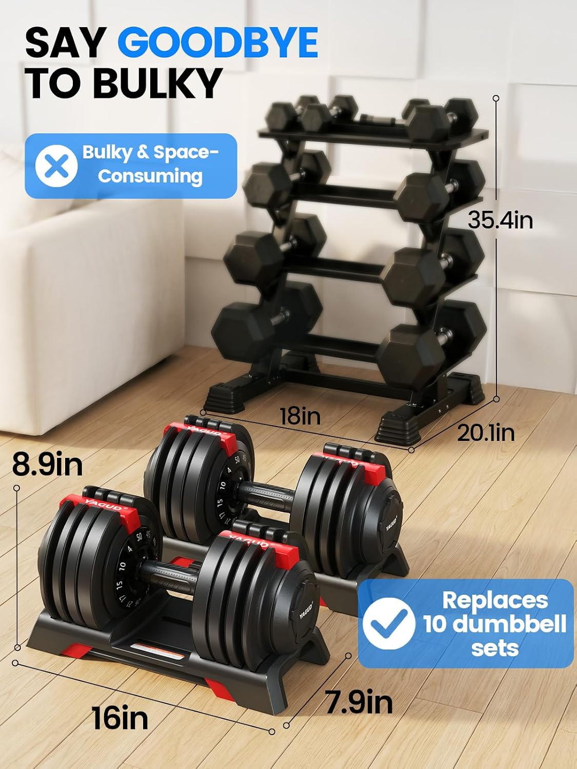 Detalle 1 de Yagud Adjustable Dumbbell Set