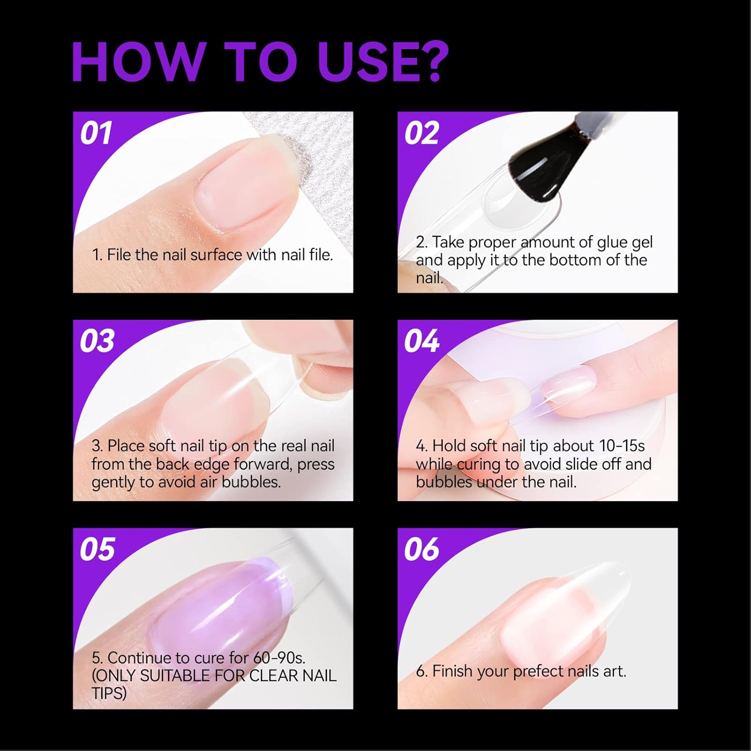 Thumbnail 6 de Gelike ec Extra kurze Mandel-Nagelspitzen (552 Stück) – Soft Gel Full Cover Tips für Gel- & Press-on Nägel